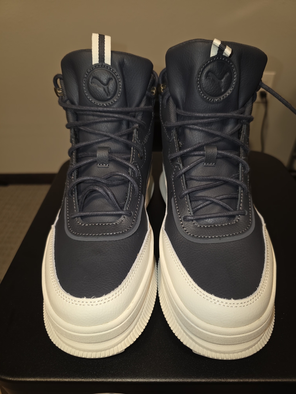 Puma Men’s Navy and White High-Top Sneakers